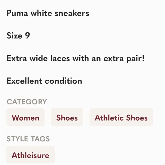PUMA White Leather Sneakers with Two Sets of Laces Size 9 - Picture 9 of 9